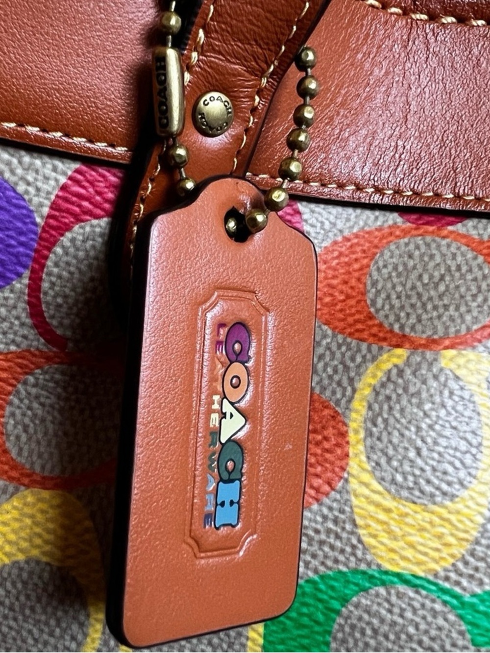 Coach Multicolor Signature Canvas Crossbody with Brown Leather Trim - Picture 5 of 13
